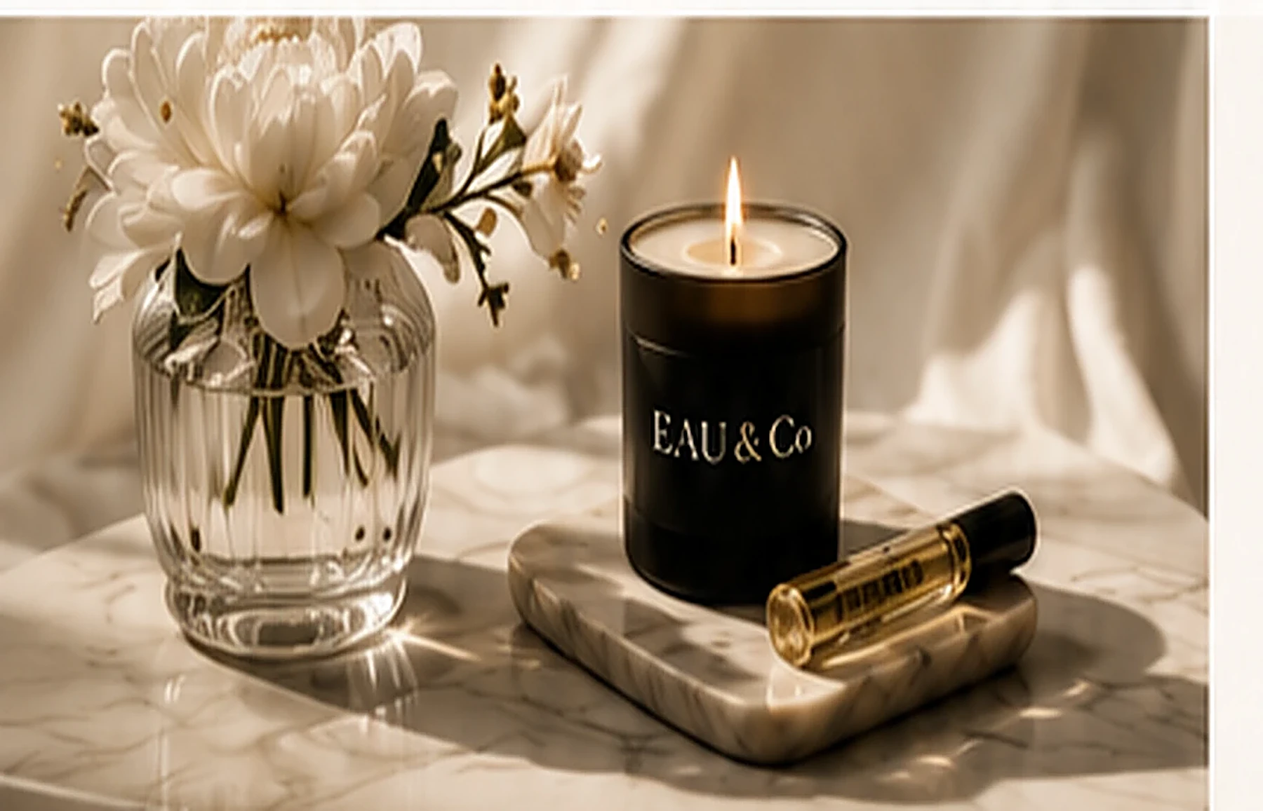 EAU & Co candle and fragrance still life